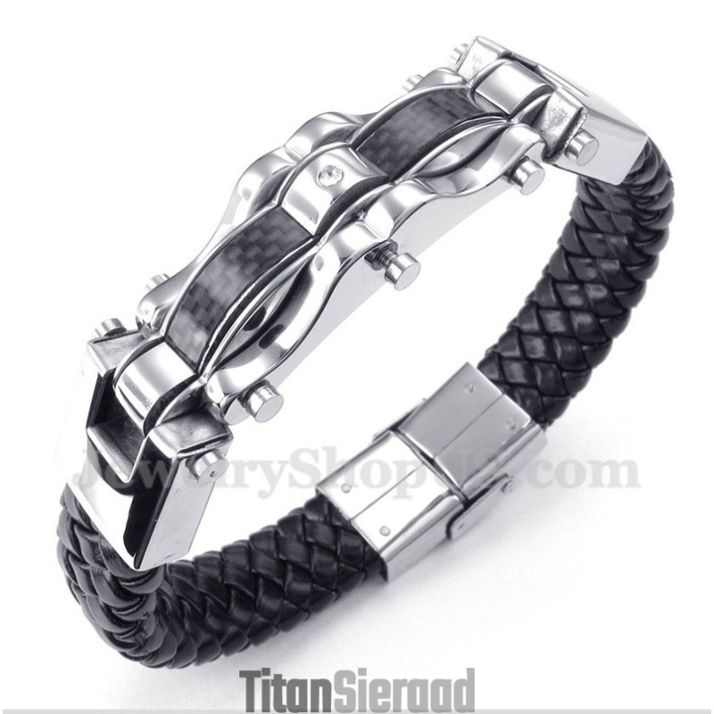 Herenarmband Van Titanium Koolstofvezelleer