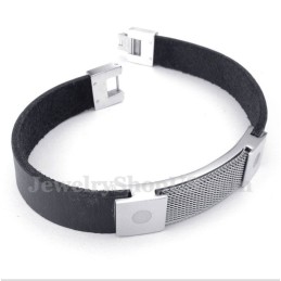 Heren Titanium Armor Mesh Leren Armband