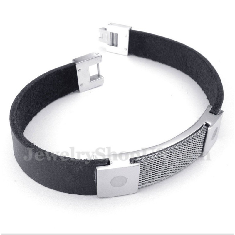 Heren Titanium Armor Mesh Leren Armband Heren Titanium Armor Mesh Leren Armband