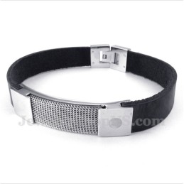 Heren Titanium Armor Mesh Leren Armband