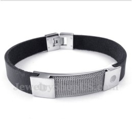 Heren Titanium Armor Mesh Leren Armband