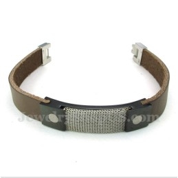 Heren Titanium Armor Mesh Leren Armband