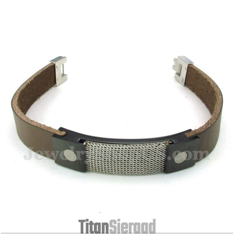 Heren Titanium Armor Mesh Leren Armband Heren Titanium Armor Mesh Leren Armband
