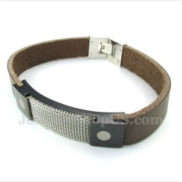 Heren Titanium Armor Mesh Leren Armband