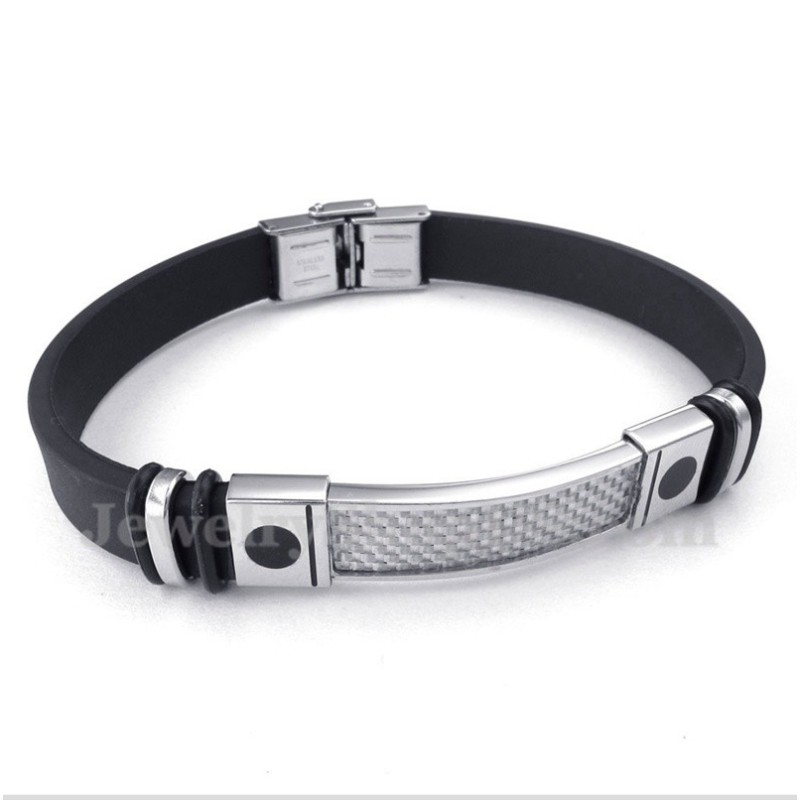 Heren Titanium Koolstofvezel Rubberen Armband