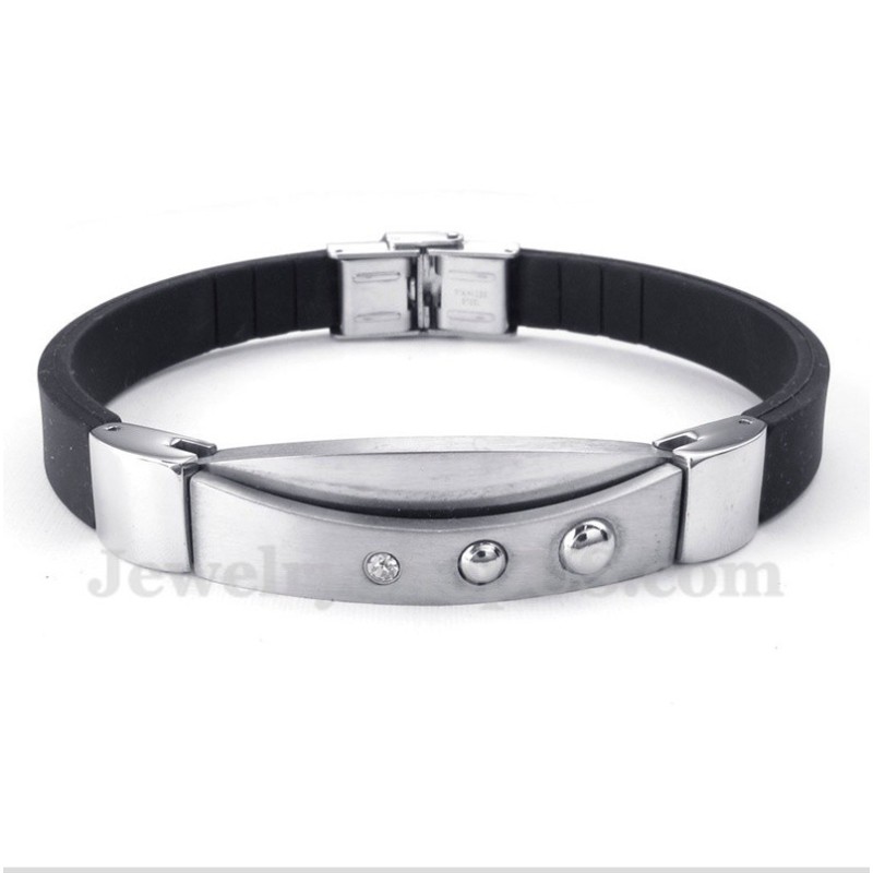 Heren Titanium Diamanten Rubberen Armband Heren Titanium Diamanten Rubberen Armband