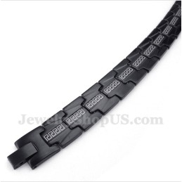 Heren Titanium Griekse Meanderpatroon Zwarte Armband