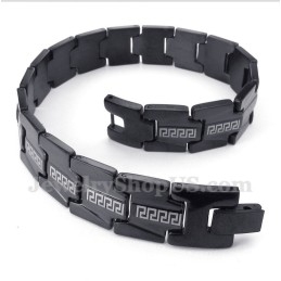 Heren Titanium Griekse Meanderpatroon Zwarte Armband