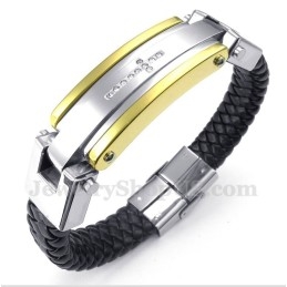 Heren Titanium Diamanten Kruis Leren Armband