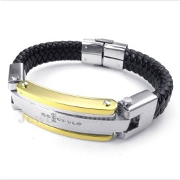 Heren Titanium Diamanten Kruis Leren Armband