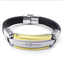 Heren Titanium Diamanten Kruis Leren Armband