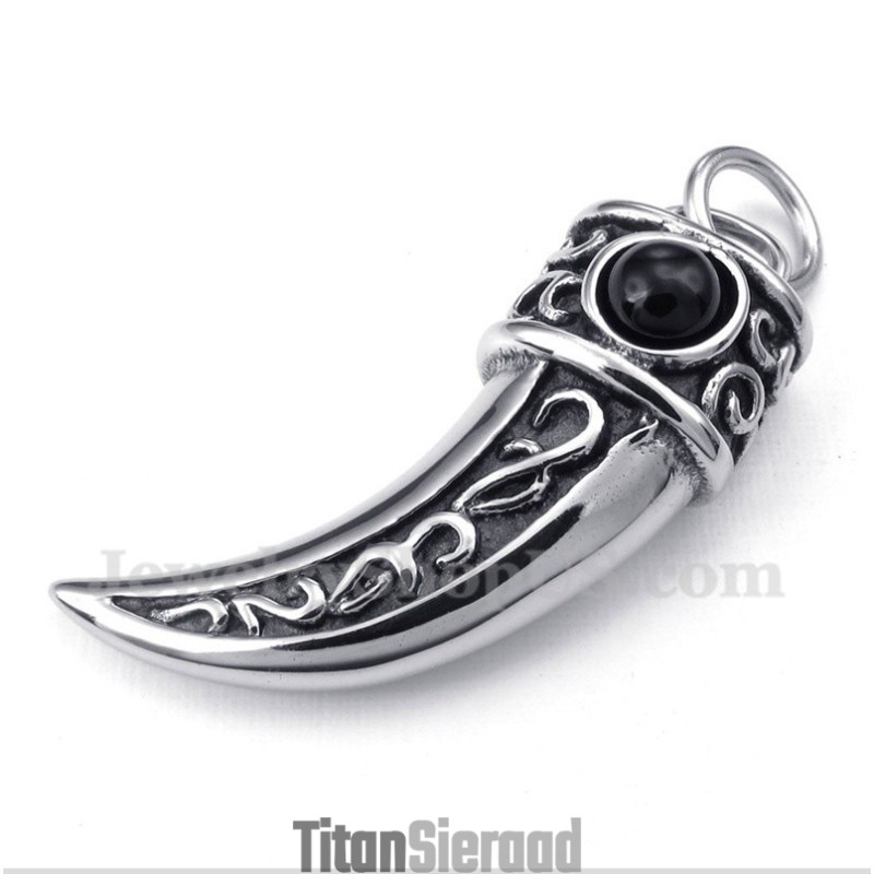 Titanium Gegoten Hoorns Hanger Met Zwarte Zirkonia Voor Heren Met Gratis Ketting Titanium Gegoten Hoorns Hanger Met Zwarte Zirkonia Voor Heren Met Gratis Ketting