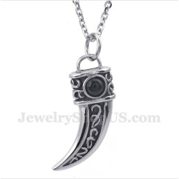 Titanium Gegoten Hoorns Hanger Met Zwarte Zirkonia Voor Heren Met Gratis Ketting