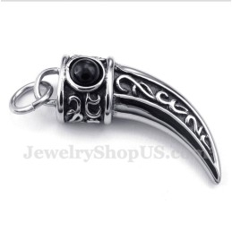 Titanium Gegoten Hoorns Hanger Met Zwarte Zirkonia Voor Heren Met Gratis Ketting
