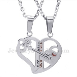 Titanium Hartvormige Hanger Met Slot En Gratis Ketting (Één Paar)