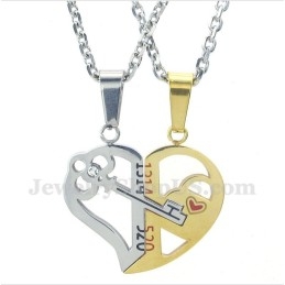 Titanium Hartvormige Hanger Met Slot En Gratis Ketting (Één Paar)