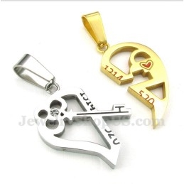 Titanium Hartvormige Hanger Met Slot En Gratis Ketting (Één Paar)