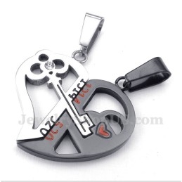Titanium Hartvormige Hanger Met Slot En Gratis Ketting (Één Paar)