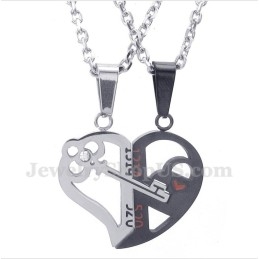 Titanium Hartvormige Hanger Met Slot En Gratis Ketting (Één Paar)