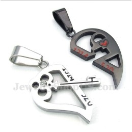 Titanium Hartvormige Hanger Met Slot En Gratis Ketting (Één Paar)