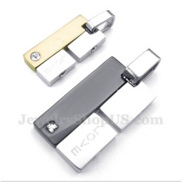 Rechthoekige Titanium Liefdeshanger Voor Koppels Met Gratis Ketting (Één Paar)