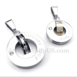 Titanium Diamanten Forever Love Ronde Hanger Voor Koppels Met Gratis Ketting (Één Paar)
