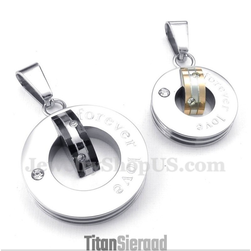 Titanium Diamanten Forever Love Ronde Hanger Voor Koppels Met Gratis Ketting (Één Paar) Titanium Diamanten Forever Love Ronde Hanger Voor Koppels Met Gratis Ketting (Één Paar)