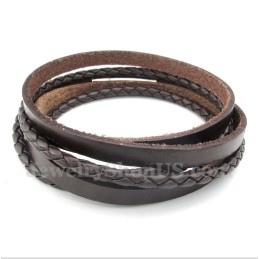 Heren Titanium Leren Armband