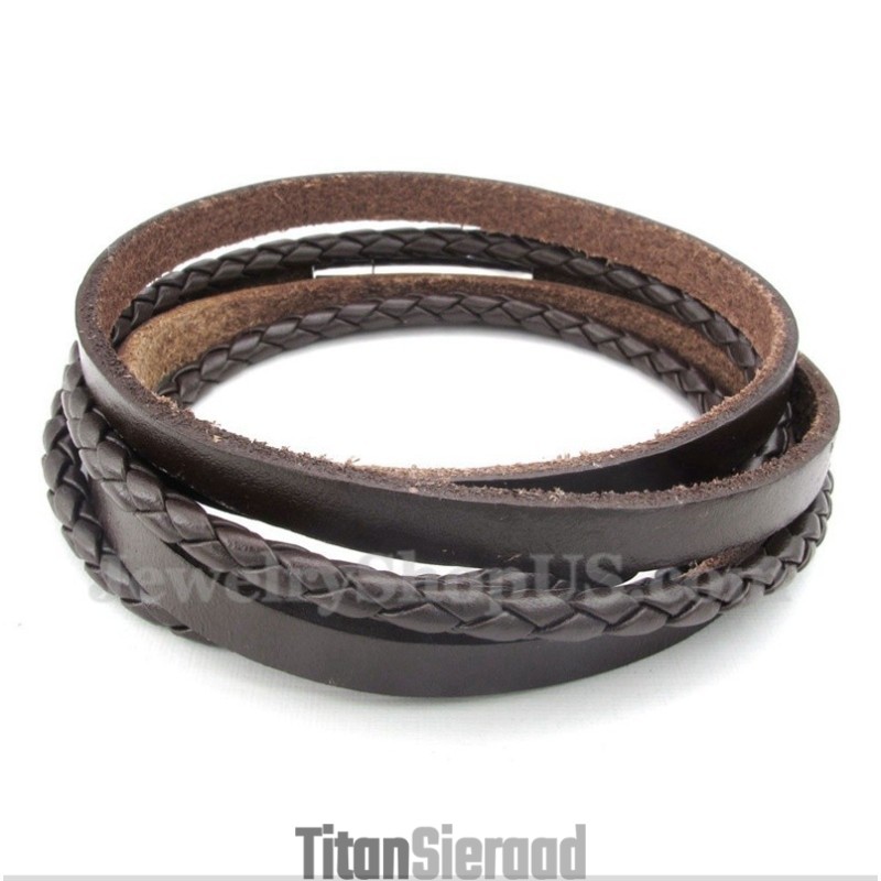 Heren Titanium Leren Armband