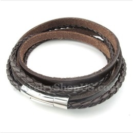 Heren Titanium Leren Armband