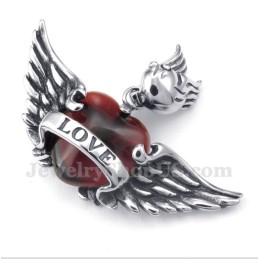 Titanium Love Red Diamond Wings-Hanger Voor Heren Met Gratis Ketting