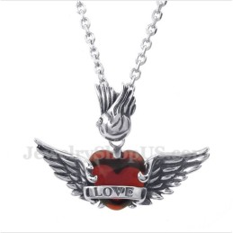 Titanium Love Red Diamond Wings-Hanger Voor Heren Met Gratis Ketting