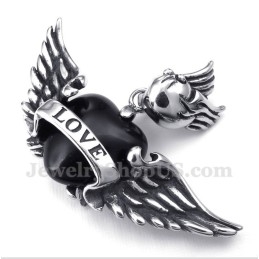 Titanium Love Black Diamond Wings-Hanger Voor Heren Met Gratis Ketting