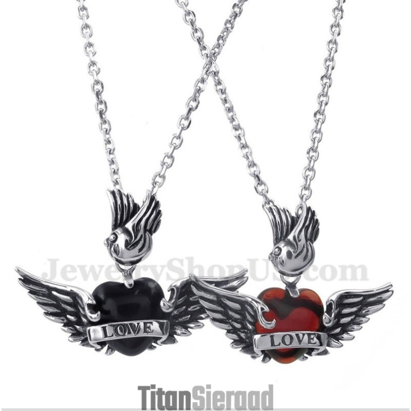Titanium Love Diamond Wings Hanger Voor Koppels Met Gratis Ketting (Één Paar) Titanium Love Diamond Wings Hanger Voor Koppels Met Gratis Ketting (Één Paar)