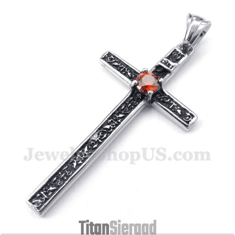 Titanium Gegoten Kruishanger Voor Heren Met Gratis Ketting