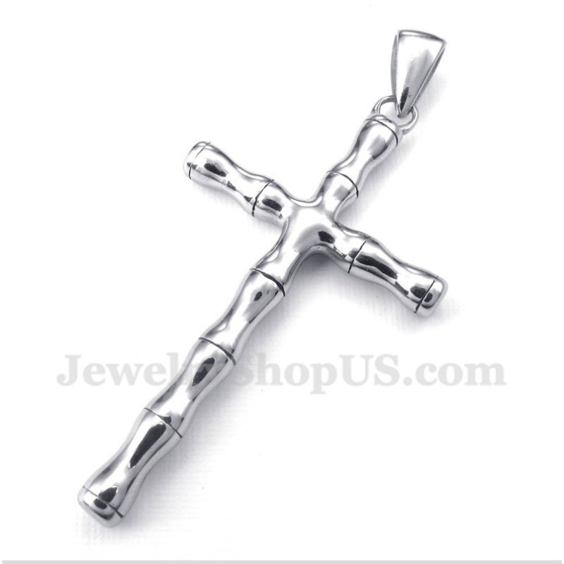 Titanium Bamboe Kruishanger Voor Heren Met Gratis Ketting Titanium Bamboe Kruishanger Voor Heren Met Gratis Ketting