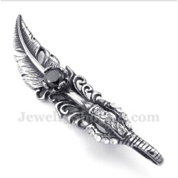Heren Titanium Zwarte Veer Hanger Met Gratis Ketting