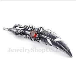 Titanium Rode Kristallen Veerhanger Voor Heren Met Gratis Ketting