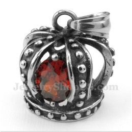 Titanium Rode Kristallen Kroonhanger Voor Heren Met Gratis Ketting