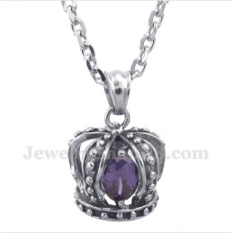 Heren Titanium Paarse Kristallen Kroonhanger Met Gratis Ketting