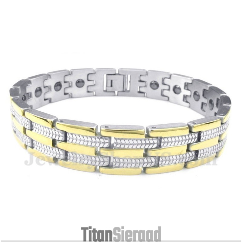 Heren Titanium Gouden Magneetarmband