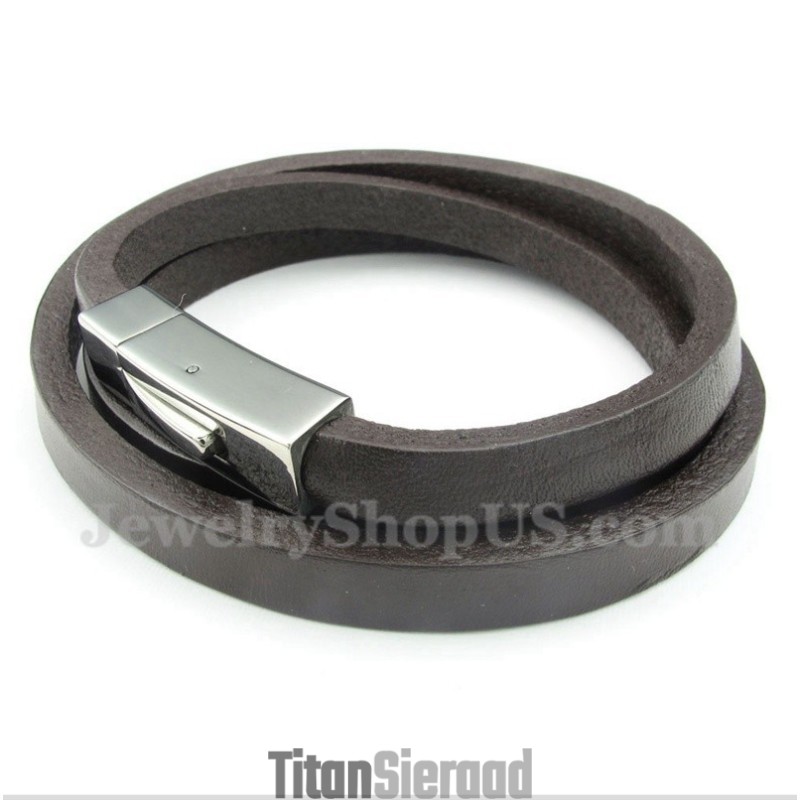 Heren Titanium Leren Armband Heren Titanium Leren Armband