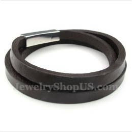 Heren Titanium Leren Armband