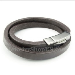 Heren Titanium Leren Armband