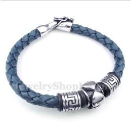 Heren Titanium Leren Armband