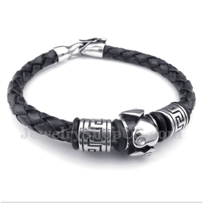 Heren Titanium Leren Armband