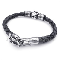 Heren Titanium Leren Armband