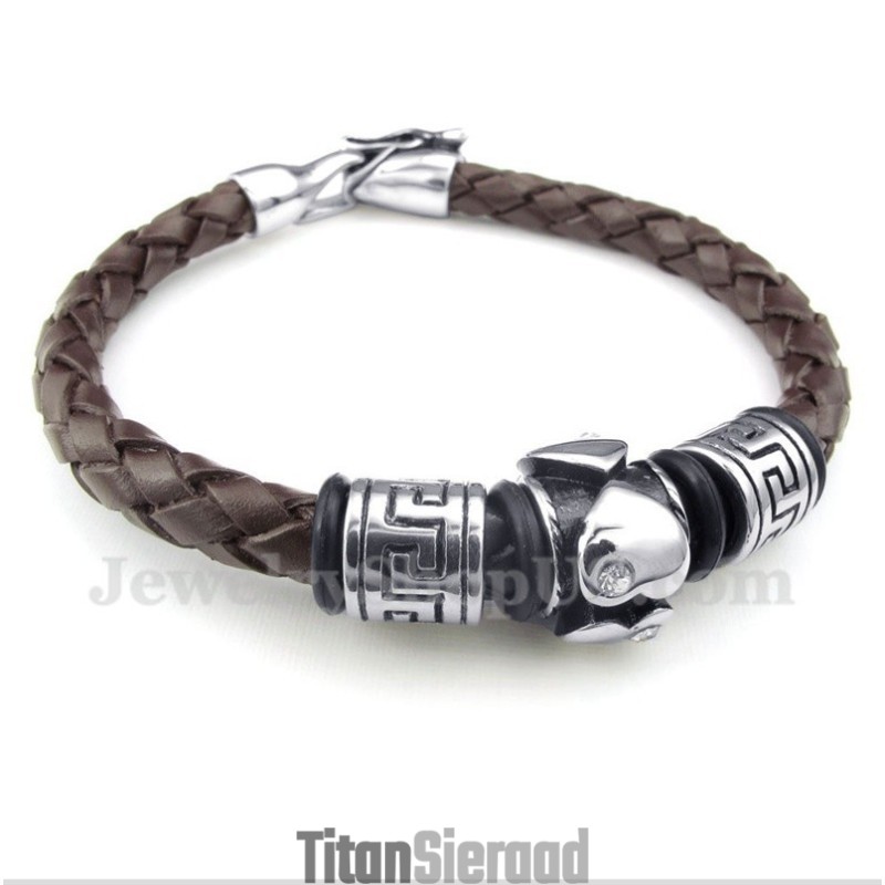 Heren Titanium Leren Armband Heren Titanium Leren Armband