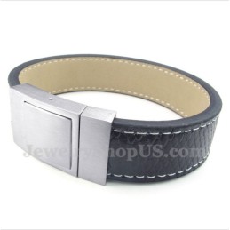Heren Titanium Leren Armband