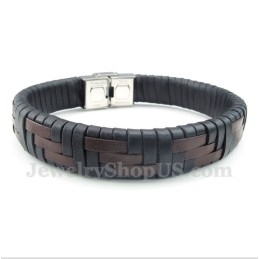 Heren Titanium Leren Armband